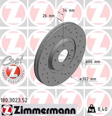 Zimmermann 180.3023.52 - Bremžu diski ps1.lv