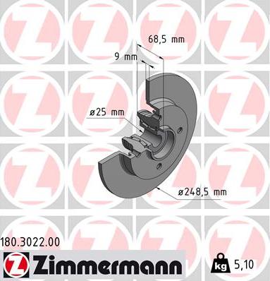 Zimmermann 180.3022.00 - Bremžu diski ps1.lv