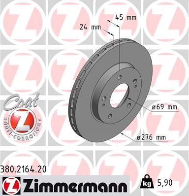 Zimmermann 380.2164.20 - Bremžu diski ps1.lv