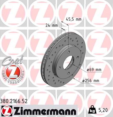 Zimmermann 380.2166.52 - Bremžu diski ps1.lv