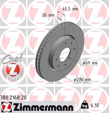 Zimmermann 380.2168.20 - Bremžu diski ps1.lv