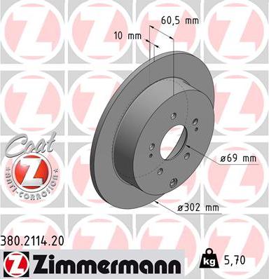 Zimmermann 380.2114.20 - Bremžu diski ps1.lv