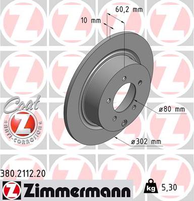 Zimmermann 380.2112.20 - Bremžu diski ps1.lv