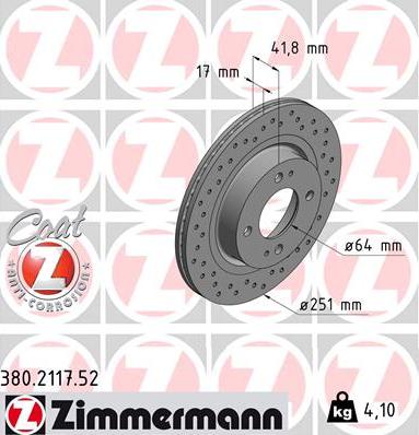 Zimmermann 380.2117.52 - Bremžu diski ps1.lv