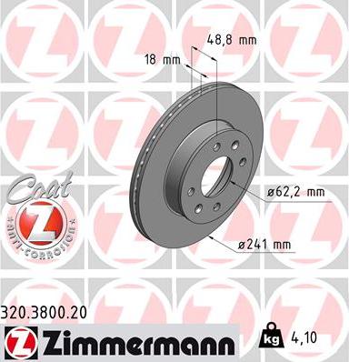 Zimmermann 320.3800.20 - Bremžu diski ps1.lv