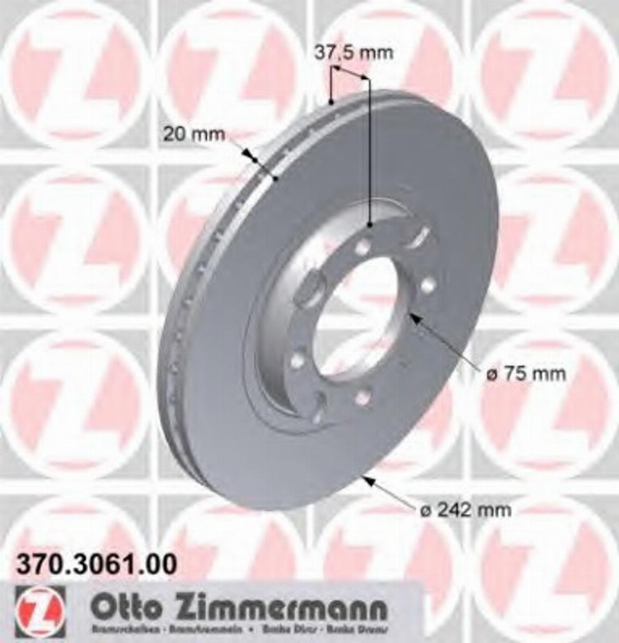 Zimmermann 370306100 - Bremžu diski ps1.lv