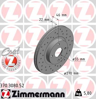 Zimmermann 370.3080.52 - Bremžu diski ps1.lv