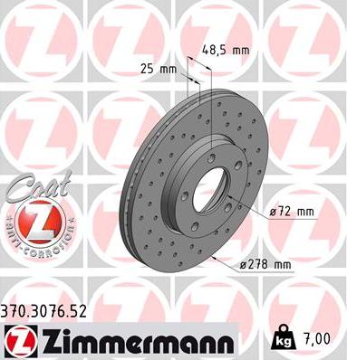 Zimmermann 370.3076.52 - Bremžu diski ps1.lv