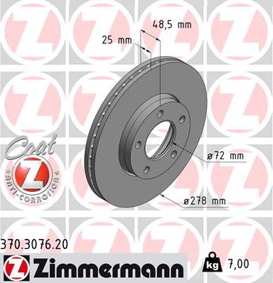 Zimmermann 370.3076.20 - Bremžu diski ps1.lv