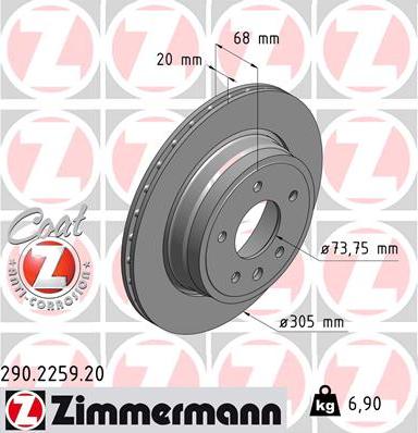 Zimmermann 290.2259.20 - Bremžu diski ps1.lv