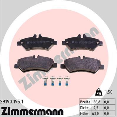 Zimmermann 29190.195.1 - Bremžu uzliku kompl., Disku bremzes ps1.lv