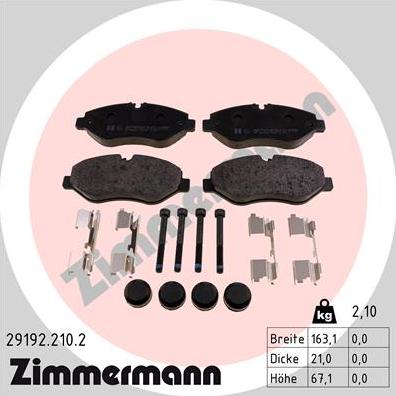 Zimmermann 29192.210.2 - Bremžu uzliku kompl., Disku bremzes ps1.lv