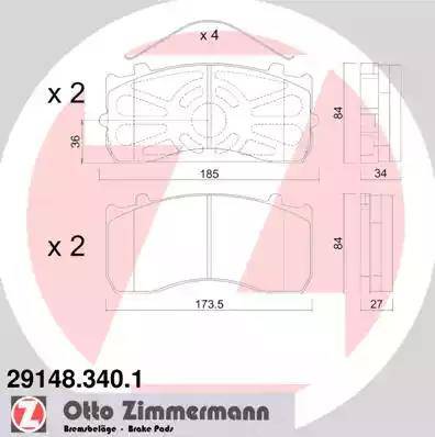 Zimmermann 29148.340.1 - Bremžu uzliku kompl., Disku bremzes ps1.lv