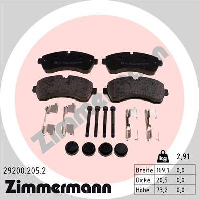 Zimmermann 29200.205.2 - Bremžu uzliku kompl., Disku bremzes ps1.lv