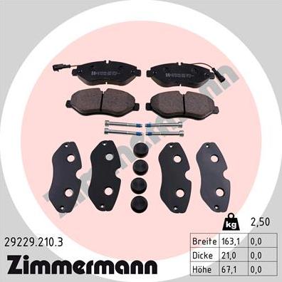 Zimmermann 29229.210.3 - Bremžu uzliku kompl., Disku bremzes ps1.lv