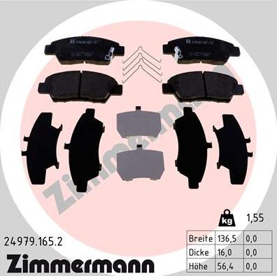 Zimmermann 24979.165.2 - Bremžu uzliku kompl., Disku bremzes ps1.lv