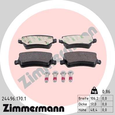 Zimmermann 24496.170.1 - Bremžu uzliku kompl., Disku bremzes ps1.lv