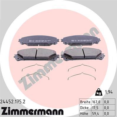 Zimmermann 24452.175.2 - Bremžu uzliku kompl., Disku bremzes ps1.lv