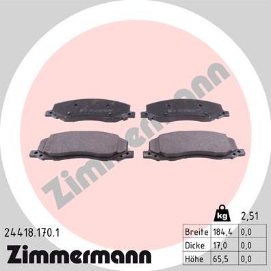 Zimmermann 24418.170.1 - Bremžu uzliku kompl., Disku bremzes ps1.lv