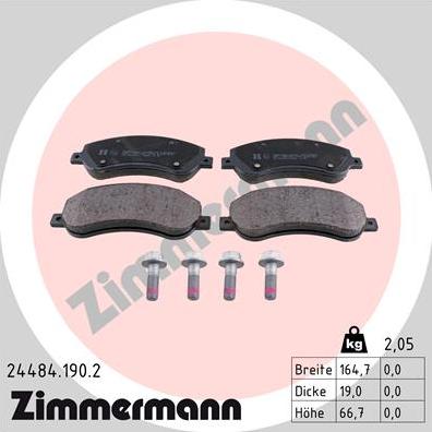 Zimmermann 24484.190.2 - Bremžu uzliku kompl., Disku bremzes ps1.lv