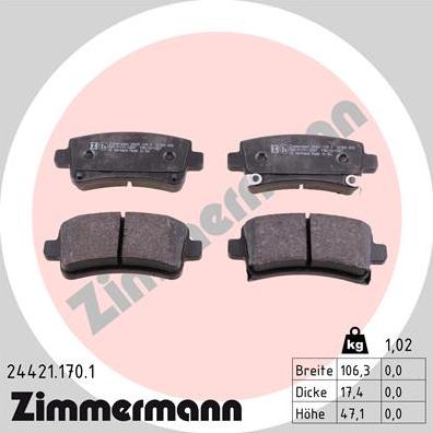 Zimmermann 24421.170.1 - Bremžu uzliku kompl., Disku bremzes ps1.lv