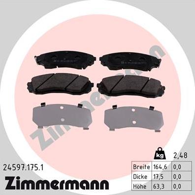 Zimmermann 24597.175.1 - Bremžu uzliku kompl., Disku bremzes ps1.lv