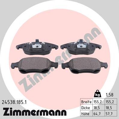 Zimmermann 24538.185.1 - Bremžu uzliku kompl., Disku bremzes ps1.lv