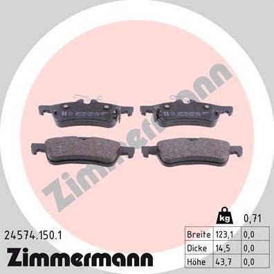 Zimmermann 24574.150.1 - Bremžu uzliku kompl., Disku bremzes ps1.lv