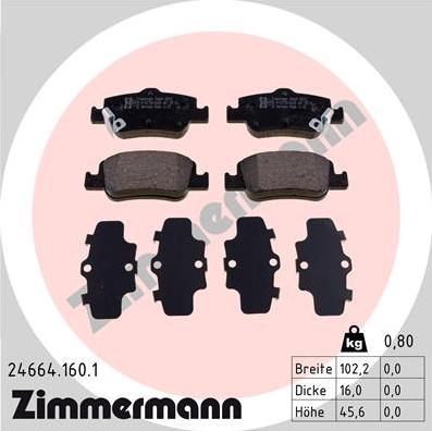 Zimmermann 24664.160.1 - Bremžu uzliku kompl., Disku bremzes ps1.lv