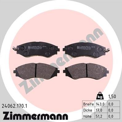 Zimmermann 24062.170.1 - Bremžu uzliku kompl., Disku bremzes ps1.lv