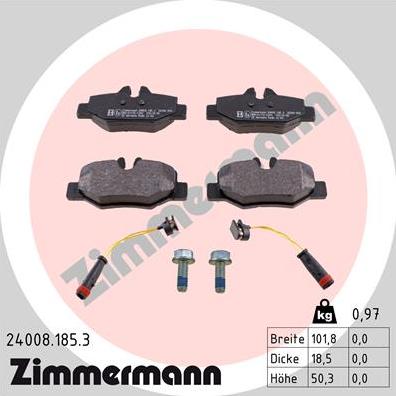 Zimmermann 24008.185.3 - Bremžu uzliku kompl., Disku bremzes ps1.lv