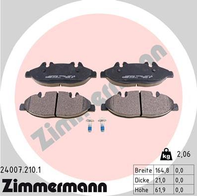 Zimmermann 24007.210.1 - Bremžu uzliku kompl., Disku bremzes ps1.lv