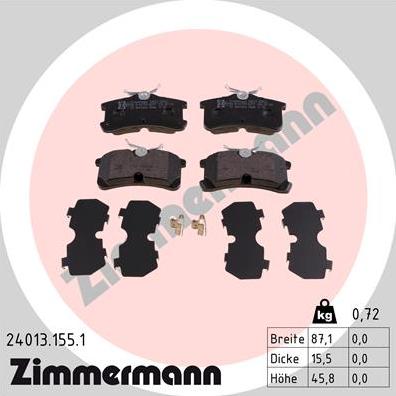 Zimmermann 24013.155.1 - Bremžu uzliku kompl., Disku bremzes ps1.lv