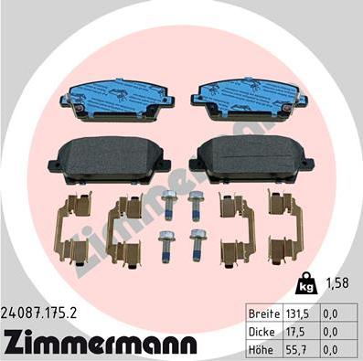 Zimmermann 24087.175.2 - Bremžu uzliku kompl., Disku bremzes ps1.lv