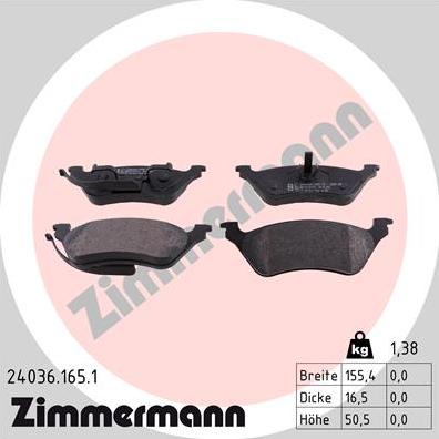 Zimmermann 24036.165.1 - Bremžu uzliku kompl., Disku bremzes ps1.lv