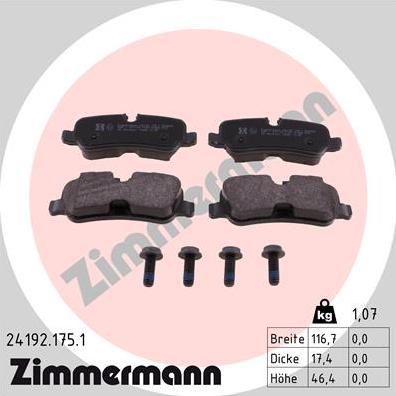 Zimmermann 24192.175.1 - Bremžu uzliku kompl., Disku bremzes ps1.lv