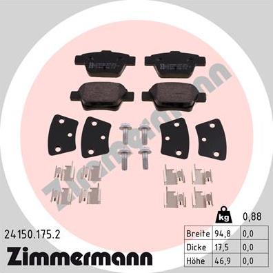 Zimmermann 24150.175.2 - Bremžu uzliku kompl., Disku bremzes ps1.lv