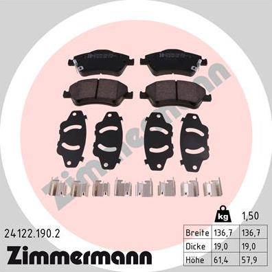 Zimmermann 24122.190.2 - Bremžu uzliku kompl., Disku bremzes ps1.lv