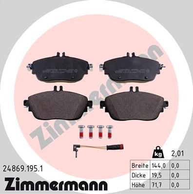 Zimmermann 24869.195.1 - Bremžu uzliku kompl., Disku bremzes ps1.lv