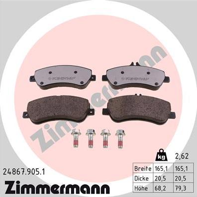 Zimmermann 24867.905.1 - Bremžu uzliku kompl., Disku bremzes ps1.lv