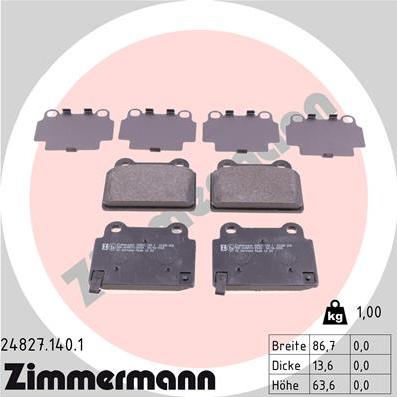 Zimmermann 24827.140.1 - Bremžu uzliku kompl., Disku bremzes ps1.lv