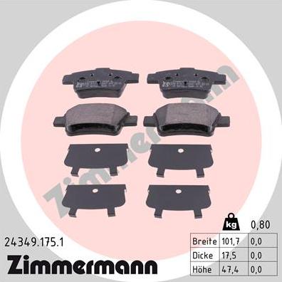 Zimmermann 24349.175.1 - Bremžu uzliku kompl., Disku bremzes ps1.lv