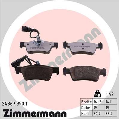 Zimmermann 24367.990.1 - Bremžu uzliku kompl., Disku bremzes ps1.lv