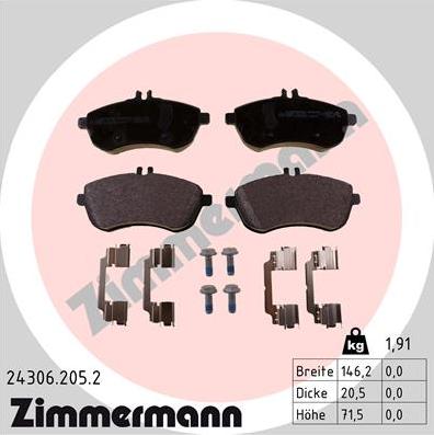 Zimmermann 24306.205.2 - Bremžu uzliku kompl., Disku bremzes ps1.lv
