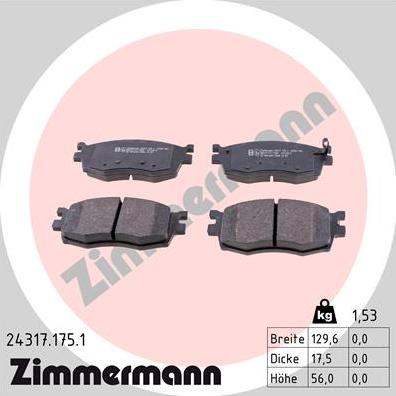 Zimmermann 24317.175.1 - Bremžu uzliku kompl., Disku bremzes ps1.lv