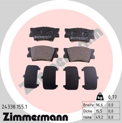 Zimmermann 24338.155.1 - Bremžu uzliku kompl., Disku bremzes ps1.lv