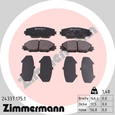 Zimmermann 24337.175.1 - Bremžu uzliku kompl., Disku bremzes ps1.lv