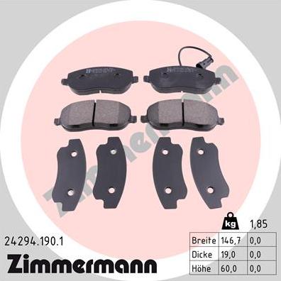 Zimmermann 24294.190.1 - Bremžu uzliku kompl., Disku bremzes ps1.lv