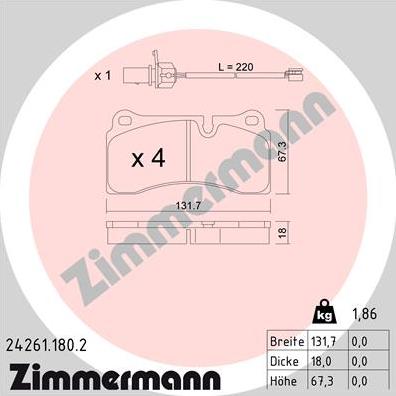 Zimmermann 24261.180.2 - Bremžu uzliku kompl., Disku bremzes ps1.lv