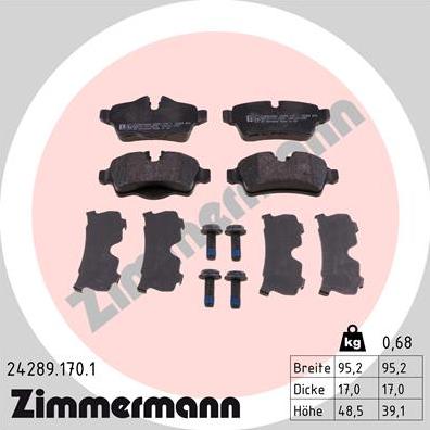 Zimmermann 24289.170.1 - Bremžu uzliku kompl., Disku bremzes ps1.lv